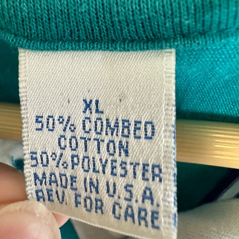 Vintage Penguin Club Vertical Stripe Polo Mens XL Teal Made in USA - Picture 2 of 8